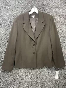 New APT. 9 Blazer Jacket Womens Size 14 Brown Stretch Single Breasted Two Button - Picture 1 of 19