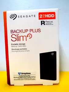 Seagate Backup Plus Black Slim USB 3.0 2TB External Hard Drive HDD New Sealed - Picture 1 of 3