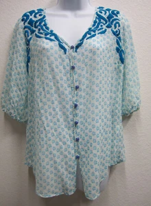 Anthropologie Plenty By Tracy Reese Marlow Embroidered Peasant Top Sz S ID#2063 - Picture 1 of 4