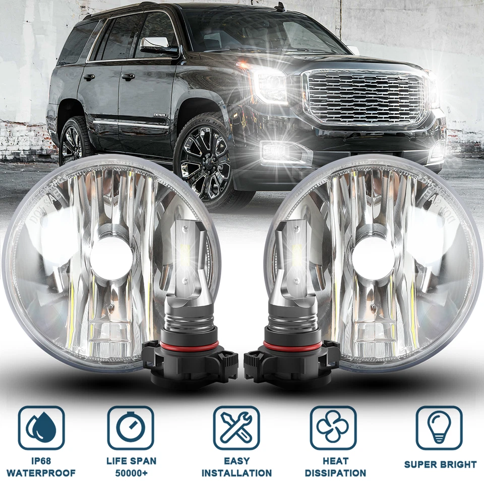 Pair Fog Lights Clear Front Bumper Driving Lamps For GMC Yukon XL2500 2007-2013 - Image 1 of 4