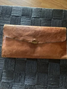 Mexiko Leder Handarbeit Leder Geldbörse weich abgenutzt hellbraun HAT BESCHÄDIGUNGEN - Bild 1 von 12