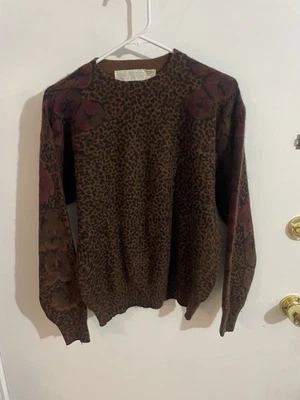 Suéter Vintage The Limited Angora Estampado Animal Talla Pequeña Marrón Hecho en Italia Foto 1 de 4