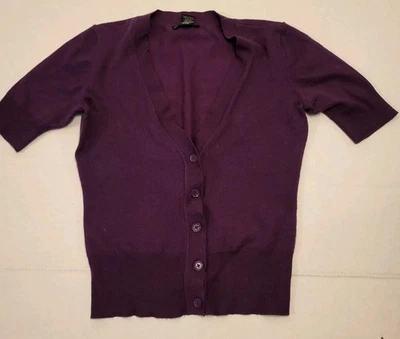 Suéter tejido vintage New York & Company para mujer talla S púrpura cuello en V abotonado Foto 1 de 4