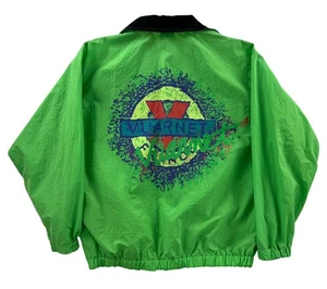 Vintage 80s Vuarnet Bright Green Pullover Windbreaker Jacket Medium - Picture 1 of 8