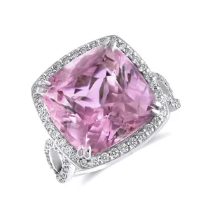 Natural Kunzite 14.01 carats in 14K White Gold Ring with 0.76 carats Diamonds - Picture 1 of 3
