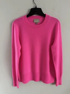 J. Crew 100% Kaschmir Pullover hell neon pink klassische Passform Rundhals weich Gr. S - Bild 1 von 3