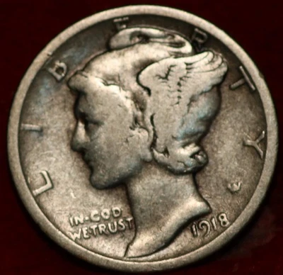1918-D Denver Mint Silver Mercury Dime - Image 1 of 2
