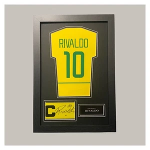 Handsigniertes Rivaldo Kapitän Armband Mini Shirt Display Brasilien Autogramm + Coa - Bild 1 von 1