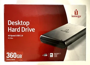 Iomega Desktop Hard Drive w/Hi-Speed USB 2.0 PC/MAC 360 GB 7200 RPM New in Box - Picture 1 of 6