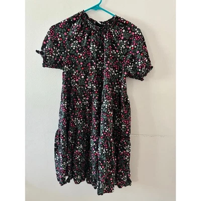 Free Assembly Girls Floral Short Sleeve Dress Size XL Black Mini Summer  - Image 1 of 4