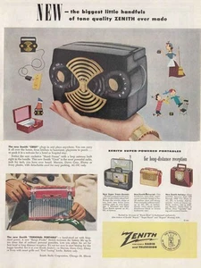 1952 Zenith Super Powered Portables: Handfuls Vintage Print Ad - Picture 1 of 1
