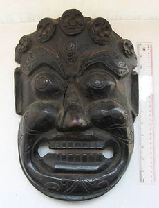 MAGNIFICENT 19th.c Tibet Tibetan Wood Shaman Exorcism Mask Yama God of Death XL - Picture 1 of 2