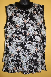 Camiseta sin mangas Tea with Lemon 2x negra con estampado floral con volantes de ganchillo - Imagen 1 de 7