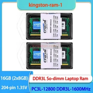 Crucial 16 GB (2x 8GB) DDR3L-1600MHz PC3L-12800 Laptop SO-DIMM Ram 204-Pin 1.35V - Picture 1 of 6
