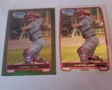 2012 topps 1st bowman chrome baseball card Gabriel Lino #bcp199 Green & Base