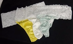 Plus Size Lingerie, Bridal Thong w/Wide Lace Waistband, Blue or White - Picture 1 of 14