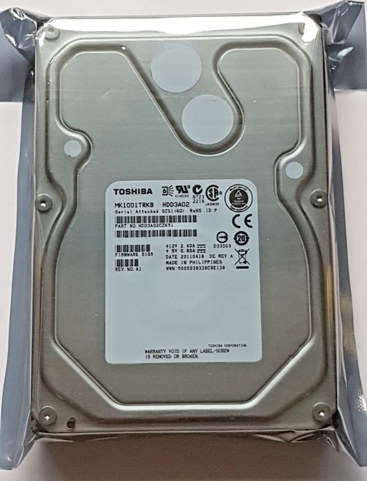 1 SAS Toshiba MK1001TRKB 7200rpm 16MB HDD 3,5 " Internal Hard Drive New - Image 1 of 1