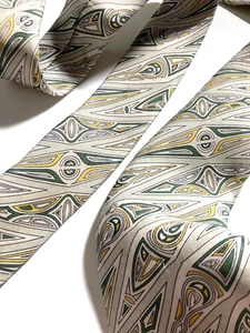 EMILIO PUCCI FIRENZE DE COLECCIÓN TRIÁNGULO CORBATA PATRÓN ARTÍSTICO PASTEL GRIS ITALIA - Imagen 1 de 17