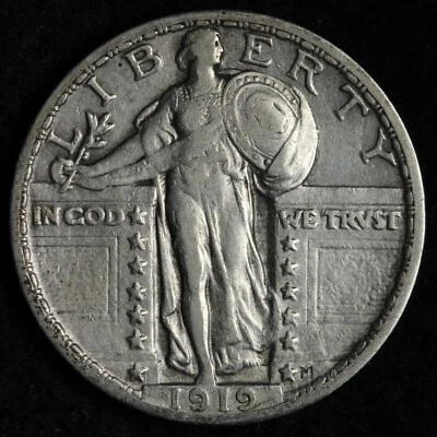 1919 Standing Liberty Silver Quarter AU E245 WQBZ - Image 1 of 2