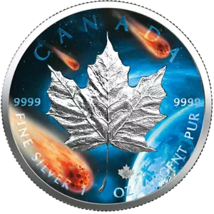 Canada 2021 Maple Leaf 1oz Ag .9999 BU Coin - Glowing Galaxy III - Picture 1 of 5