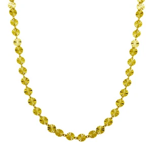 14K YELLOW GOLD CONFETTI DESIGN NECKLACE / 925 STERLING SILVER / 18'' ADJUSTABLE - Picture 1 of 2