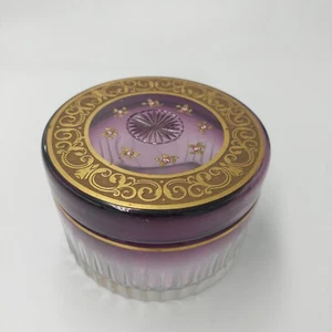 MOSER Karlsbad Antique Amethyst Glass Box Bohemian Art Deco Floral SIGNED RARE - Picture 1 of 8