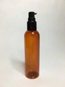 Amber PET Plastic 125ml Boston Bottle And Black Serum Pump *ANY AMOUNT* - Picture 1 of 1