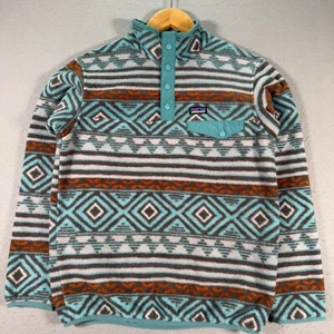 Patagonia Synchilla Snap T Fleece Sweater Youth Girls XL 14 Blue Aztec Pullover - Picture 1 of 13