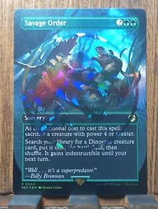 MTG❤️ Savage Order (Borderless Emblem) Jurassic World NEAR MINT - Picture 1 of 6