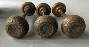 Set of 3 Matching Ornate Antique Victorian Door Knob Handle Sets - Picture 1 of 11