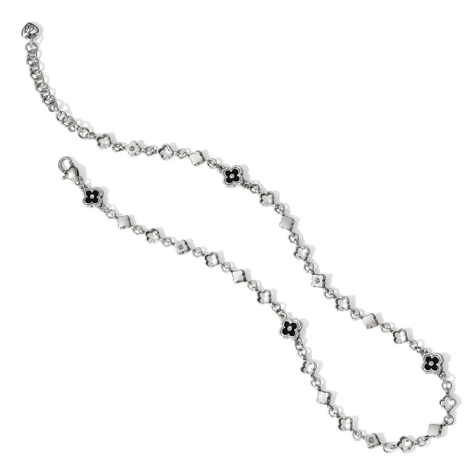 Brighton TOLEDO Alto Noir Charm Dangling Silver Crystal Necklace NWTag