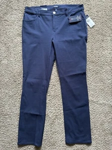 NWT Chaps Jeans Size 14 Womens Navy Blue Mid Rise Madden Straight Leg Slimming - Picture 1 of 9