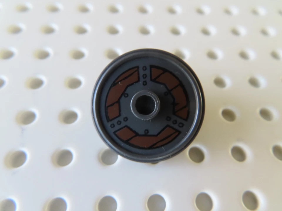 Lego 1 x Schild Rand rund Griff 91884pb005 perl dunkelgrau col180 Krieger 71007 - Bild 1 von 1