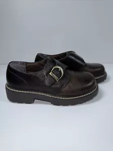 Bass Plateau Chunky Heel Schuhe Braun Leder Schnallen Gravity V48P 90er Y2K Gr. 3M - Bild 1 von 9
