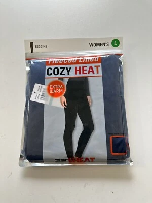 NWT! 32 Degrees Women's Sz L Cozy Heat High Waisted Fleeced Lined Leggings Navy