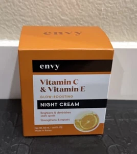 Crema facial de noche antienvejecimiento Envy Vitamin C vitamina E potenciadora del brillo 1,69 fl oz - Imagen 1 de 7