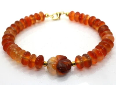 GOLDJUNGE69 * SOGNI D`ORO  ARMBAND KARNEOL RONDELL/BLATT  925er SILBER/VERG - Bild 1 von 4