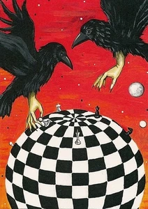 IMPRESIÓN EN MINIATURA CASA DE MUÑECAS 1,5x2 de pintura ryta escala 1:12 Arte de Halloween Cuervo - Imagen 1 de 1