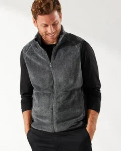 Tommy Bahama Cascade Cozy Full Zip Lush Fleece Vest Mens 2XLB Coal Grey NWT $118 - Picture 1 of 8