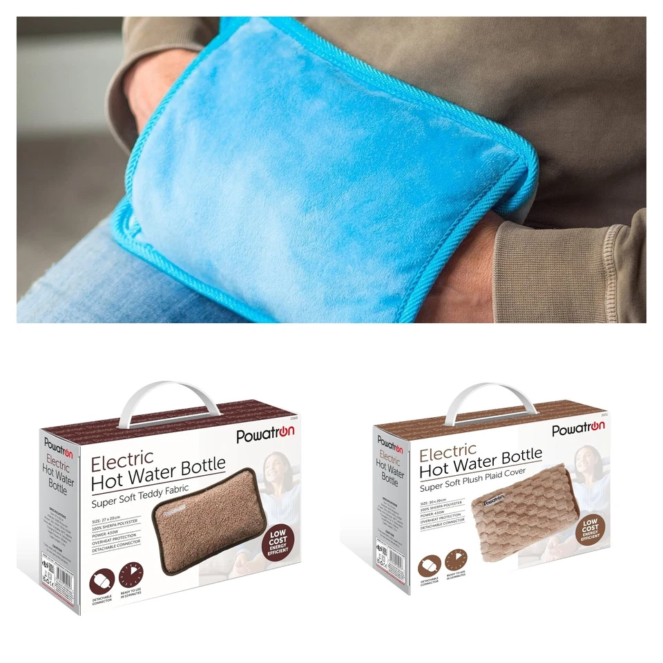 POWATRON Hot Water Bottle Bed, Hand Warmer Electric Rechargeable Fleece