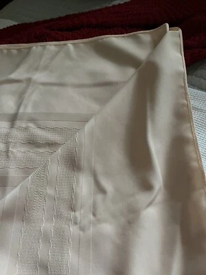 Fabric Tablecloth Heavy Wrinkle resistant Peach/ Boarder Stripe Peach On Peach - Image 1 of 4