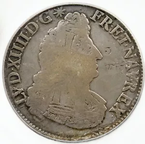 1693 B FRANCE King LOUIS XIV FLEUR DE LIS Silver French 1/2 Ecu Coin ICG i114989 - Picture 1 of 4