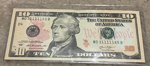 🔥🔥Fancy Serial Number $10 Dollar Bill Number Is 31111165  Five of kind 🔥 - Picture 1 of 2