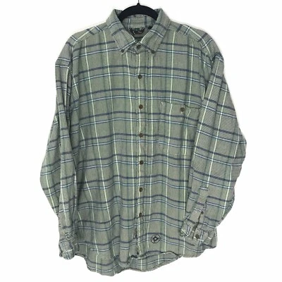 Camisa Jansport Vintage Para Hombre L Franela Abotonada Azul Verde 100% Algodón Foto 1 de 4