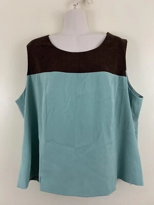 Blusa de gamuza sintética Dressbarn marrón verde sin mangas forrada talla grande para mujer 22 W Foto 1 de 4