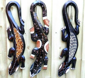 Amazing Coloured Wooden LIZARD 50 cm Wall New Decoration Different Colours - Picture 1 of 16