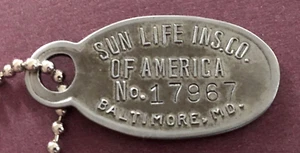 Vintage Kunden-Schlüsselanhänger Anhänger: SUN INSURANCE CO; Baltimore MD; Nr. 17967 - Bild 1 von 2