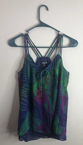Express size XS sleeveless sheer blouse lined v-neck w/tie spaghetti straps - Picture 1 of 6