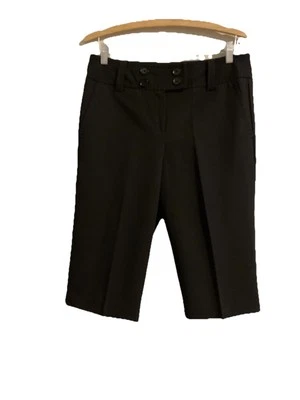 Larry Levine Shorts Womens Size 8 Black Chino Bermuda Mid Rise Stretch Modest - Image 1 of 4