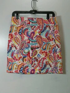 Talbots Womens Size 4 Floral Paisley Pink Pencil Persian Canvas A-Line Zipup - Picture 1 of 10